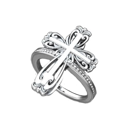 Logos Jewelry - Elegant Cross, Sterling Silver Ring - Logos Trading Post, Christian Gift