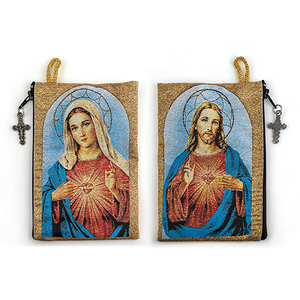 catholic rosary pouch view of front and back