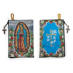 catholic rosary pouch view of front and back