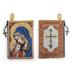catholic rosary pouch view of front and back