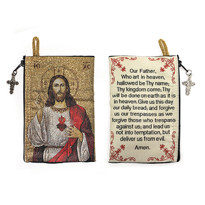 catholic rosary pouch view of front and back