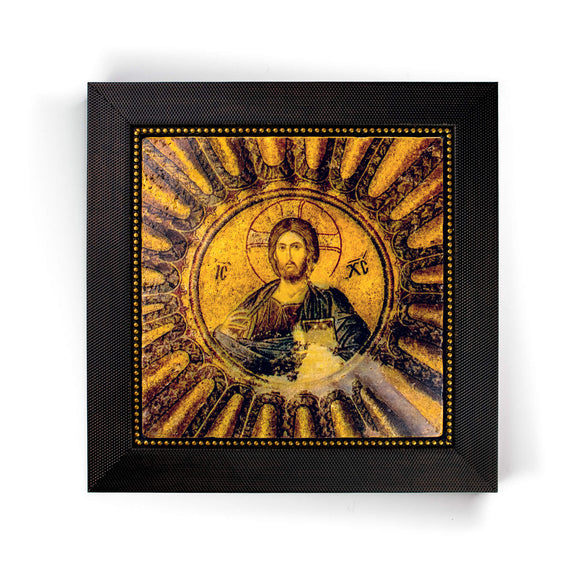 Christ Pantocrator, South Dome Mosaic,  Inner Narthex Chora Church Framed Stone Icon