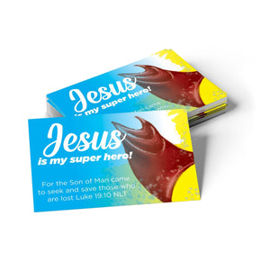 Children's Pass Along Scripture Cards - Jesus is My Superhero, Pack of 25 - With Stand