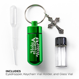 Catholic Holy Water Bottle Keychain Kit - Green