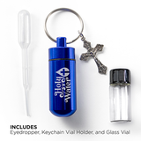 Catholic Holy Water Bottle Keychain Kit - Blue