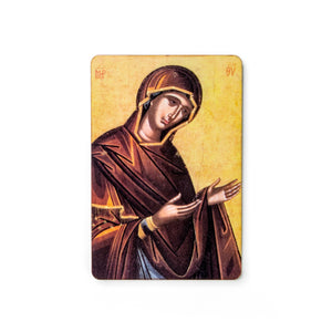 Virgin Mary - Byzantine - Wooden Icon with Magnet and Stand