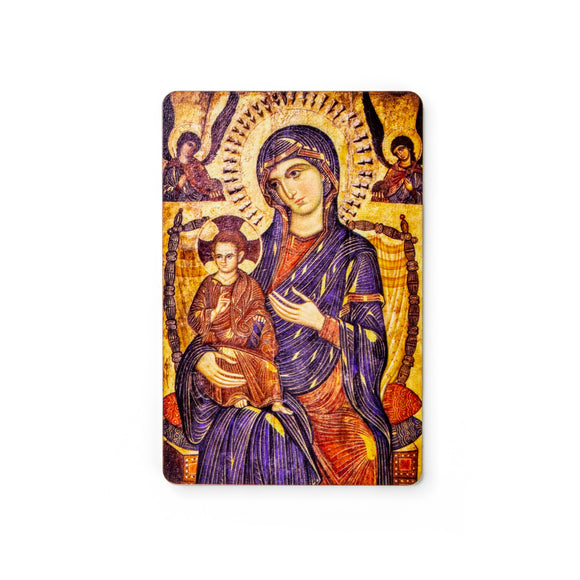Madonna and Child Enthroned - Wooden Icon with Magnet and Stand