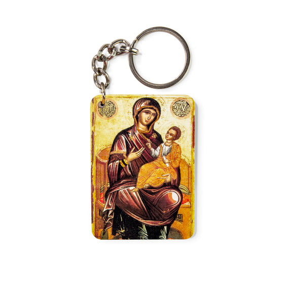Virgin Mary Hope of all Faithful Byzantine - Wooden Icon Keychain