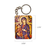 Madonna and Child Enthroned - Wooden Icon Keychain