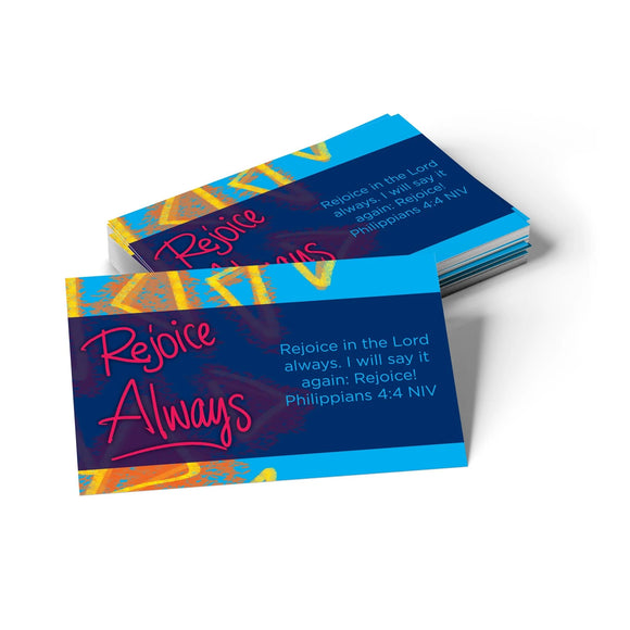 Children's Pass Along Scripture Cards - Rejoice Always, Pack of 25 - With Stand