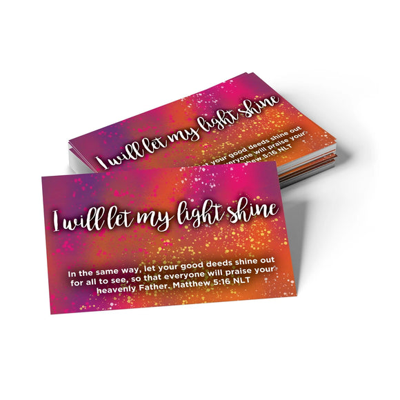 Children's Pass Along Scripture Cards - I Will Let My Light Shine, Pack of 25 - With Stand