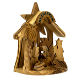 Olive Wood 3D Nativity Scene Grotto Ornament - Large pivoted right