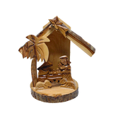 Olive Wood 3D Nativity Scene Grotto Ornament - Medium