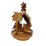 Olive Wood 3D Nativity Scene Grotto Ornament - Small