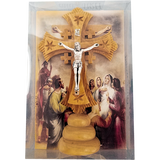 Olive Wood Jerusalem Cross Crucifix on Stand - Large in packaging