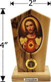 Sacred Heart of Jesus Icon Olive Wood Stand dimensions