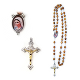 Olive Wood Rosary with Virgin Mary Medjugorje Oval Medal measurements