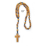 Olive Wood Robe Rosary with Dangling Cross Pendant dimensions