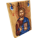 Jesus King of the Universe Olive Wood Color Icon side view