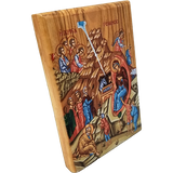 Nativity Scene Olive Wood Color Icon side view