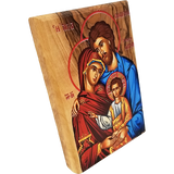 Holy Family Olive Wood Color Icon side view