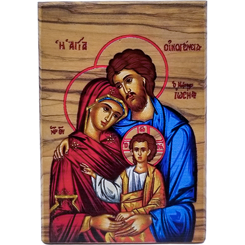Holy Family Olive Wood Color Icon