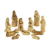 Holy Land Olive Wood Nativity with Small Bark Roof Stable and Small Faceless Figurines