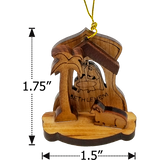 Holy Land 4 Ornament Olive Wood Nativity Set in Box  dimensions