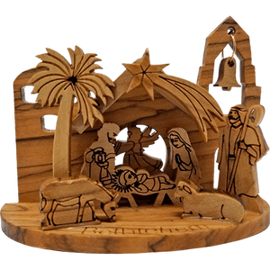 3D Nativity Grotto - Holy Land Olive Wood  - Medium