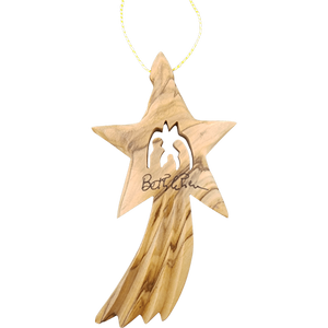 Olive Wood Bethlehem Shooting Star Nativity 4" Ornament