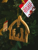 Olive Wood Bethlehem Nativity 3" Ornament  on a Christmas tree