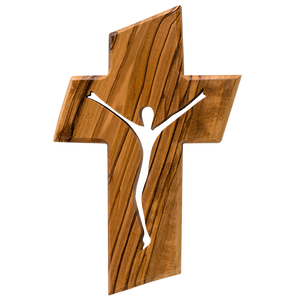 Jesus Cross, Olive Wood Hanging Wall Cross, Jesus Silhouette,  Wooden Wall Cross Décor, Gifts from Holy Land of Israel