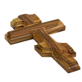 Saint Andrew Cross, Olive Wood Hanging Wall Cross, Wood Wall Cross Décor, Gifts from Holy Land of Israel flat view