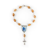 Our Lady of Grace, Holy Land Olive Wood Pocket Auto Rosary, Made in Bethlehem