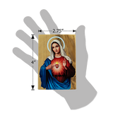Virgin Mary Immaculate Heart, Holy Land Olive Wood Color Icon, Made in Bethlehem dimensions