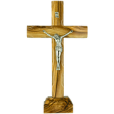 9.25" catholic crucifix cross with inri plaque and detachable stand