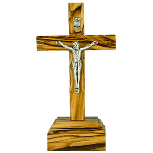 5.5" catholic crucifix cross with inri plaque and detachable stand