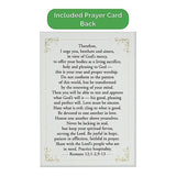 Back view of the included prayer card with excerpts from Romans 12