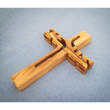 Olive Wood Wall Cross Jesus Cut Out (M) at an angle