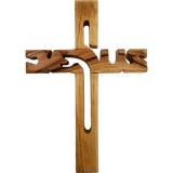 Olive Wood Wall Cross Jesus Cut Out (M)