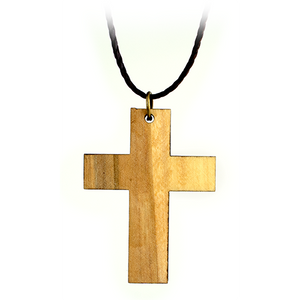 Simple Latin Cross Olive Wood Necklace