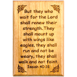 Bible Verse Fridge Magnets, Wings Like Eagles - Isaiah 40:31, 1.6" x 2.5" Olive Wood Religious Motivational Faith Magnets from Bethlehem, Home, Kitchen, & Office, Inspirational Scripture Décor front