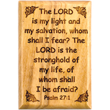 Bible Verse Fridge Magnets, Lord is my Light - Psalm 27:1, 1.6" x 2.5" Olive Wood Religious Motivational Faith Magnets from Bethlehem, Home, Kitchen, & Office, Inspirational Scripture Décor front