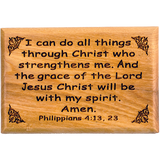 Bible Verse Fridge Magnets, I Can Do All Things - Philippians 4:13, 1.6" x 2.5" Olive Wood Religious Motivational Faith Magnets from Bethlehem, Home, Kitchen, & Office, Inspirational Scripture Décor front