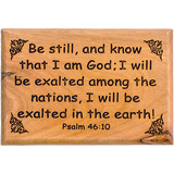 Bible Verse Fridge Magnets, Be Still & Know - Psalm 46:10, 1.6" x 2.5" Olive Wood Religious Motivational Faith Magnets from Bethlehem, Home, Kitchen, & Office, Inspirational Scripture Décor front