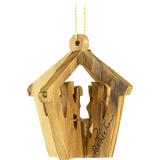 Holy Family Manger Nativity, 3D Olive Wood Christmas Ornament from Israel, Made in Holy Land of Bethlehem