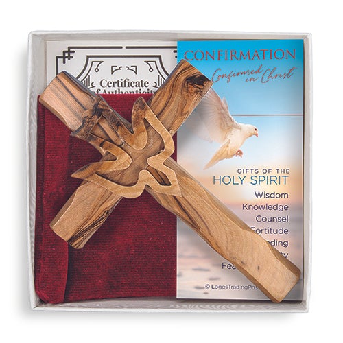 Holy Spirit Dove Confirmation Olive Wood Sacrament Cross