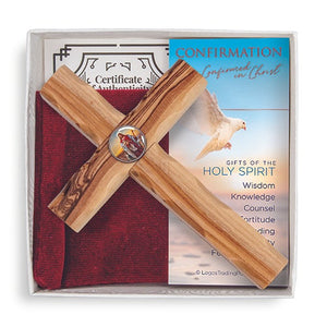 Good Shepherd Confirmation Olive Wood Sacrament Cross