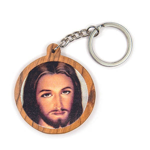 Divine Mercy of Jesus (Portrait), Olive Wood Catholic Keychain