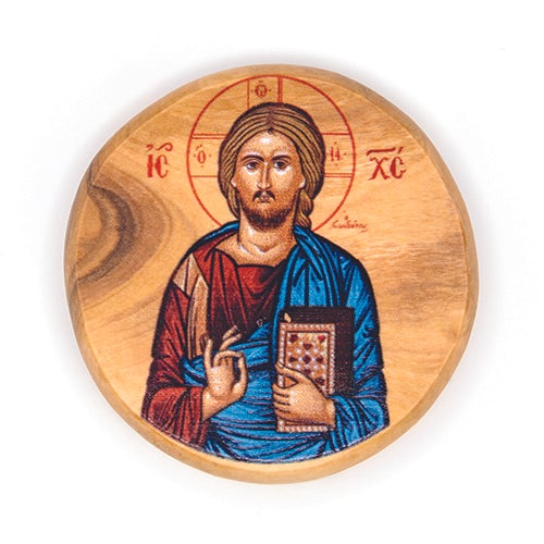Jesus King of the Universe (Byzantine) Olive Wood Icon Magnet